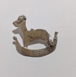 AR108, Whimsical Silver Dog Pendant, 1.8" x 1.8"